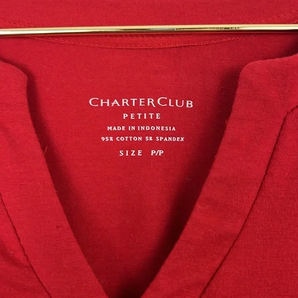 Charter Club Petite Long Sleeve Red Top Sz P/P - Picture 3 of 4